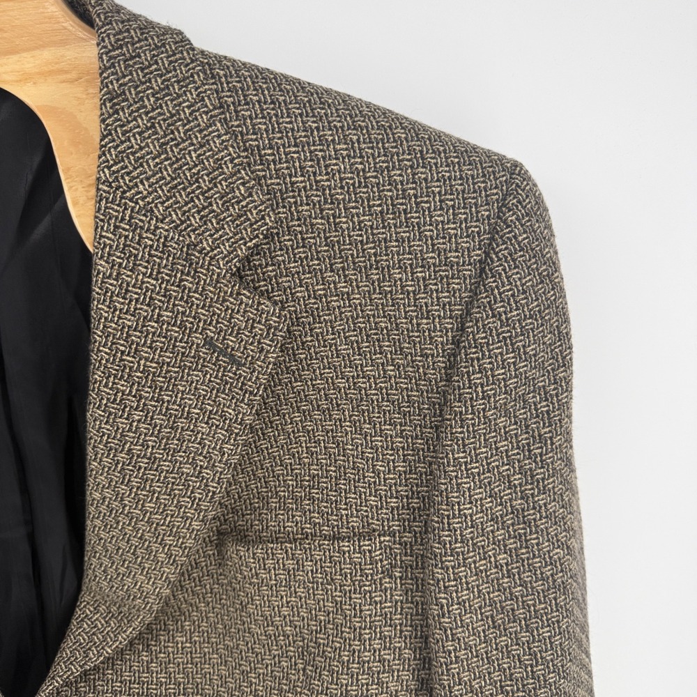 Jhane Barnes Mens 46R Brown Textured Basketweave Two Button Blazer Sport Coat